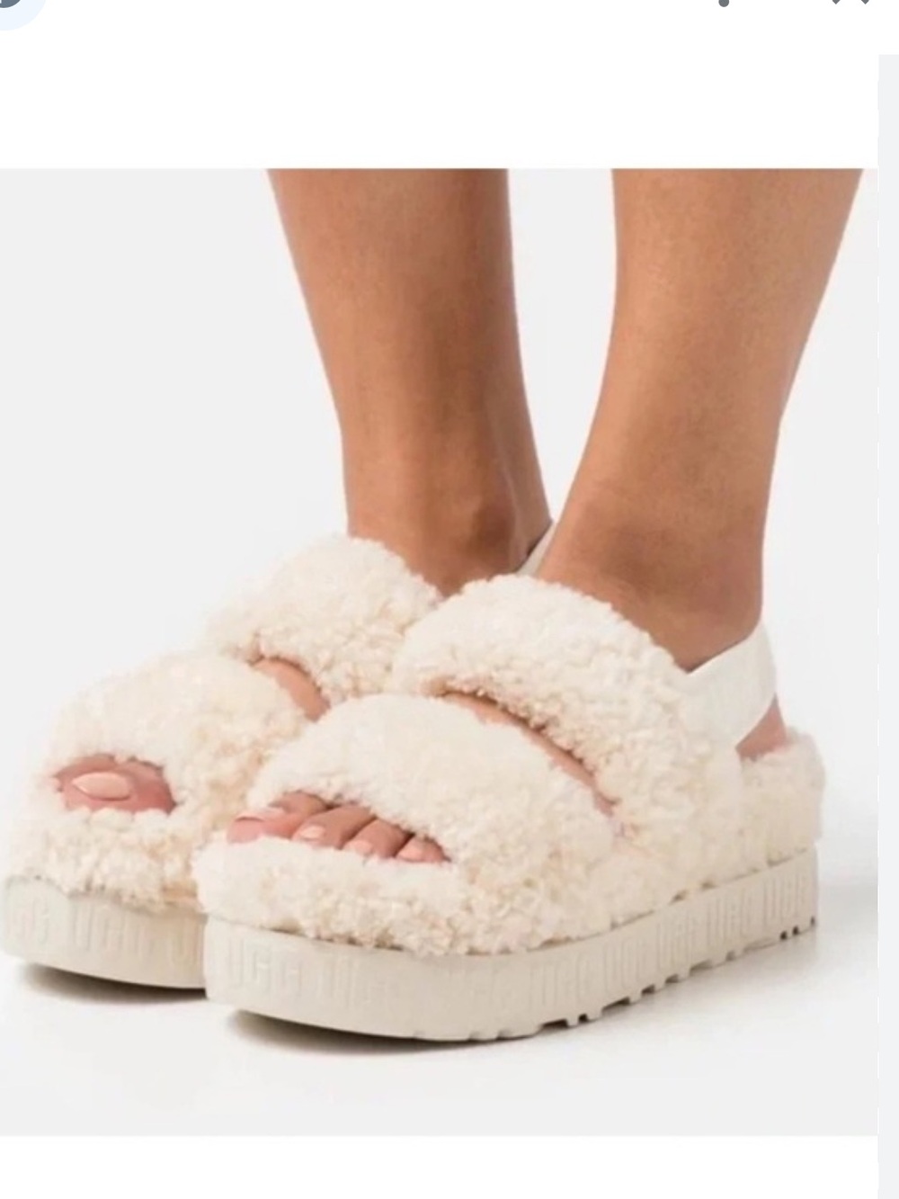 UGG Women’s Cream Oh Fluffita Platform Sandal Women’s Size 9